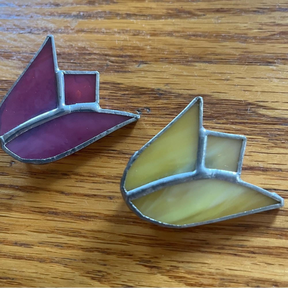 Hand-made red and yellow Tulip Stained Glass Pins